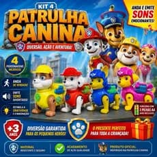 🐶✨ Kit 4 PATRULHA CANINA ROBÔ COM SOM, LUZ E MOVIMENTO ✨🐶