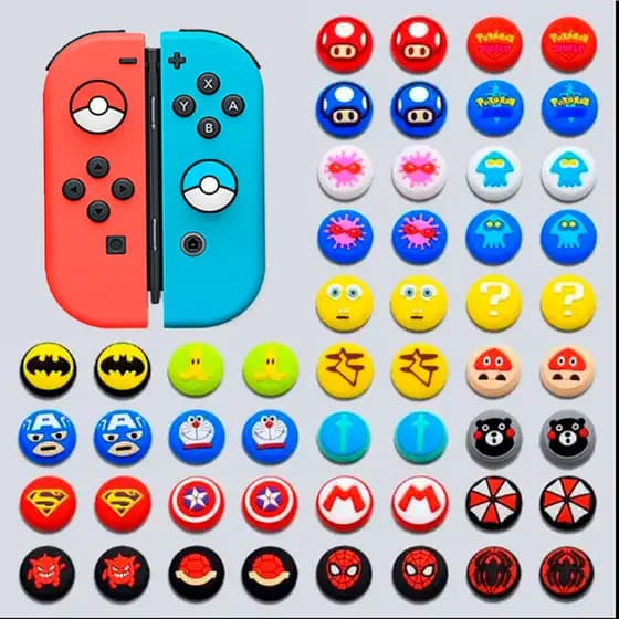 (A) Par thumb grip capa analogico joycon nintendo switch lite ou padrão borrachinha Joy con