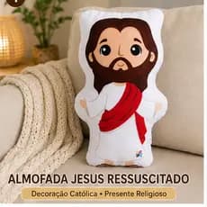 Naninha Jesus Ressuscitado 30cm Tecido Macio Não Quebra Presente Batizado Bebê
