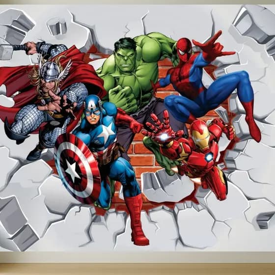 Papel De Parede Adesivo Personalizado Vingadores Juvenil Quarto