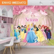 Papel de Parede Adesivo Infantil Princesas com nome personalizado