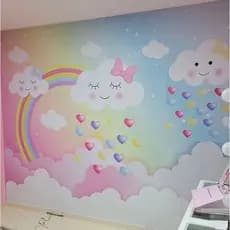 Papel de Parede Nuvens com Arco-Íris