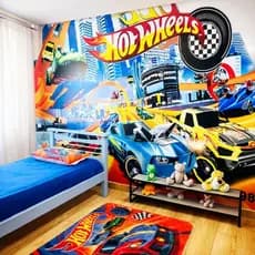 Papel de Parede Autocolante Hot wheels Lavável Quarto Infantil