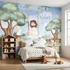 Papel de Parede Adesivo Jesus e Ovelinhas - Decoração Infantil