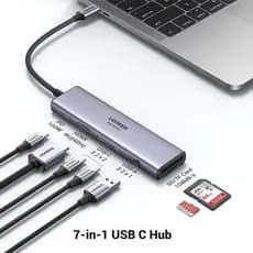 Ugreen - Hub USB-C 7X1 Multifunctional  1*HDMI 4K 60@ -  2*USB-C 3.2 - 1*USB-A 3.2 - SD/TF - 100W PD
