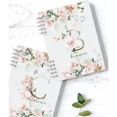 Caderno Personalizado Floral Com Inicial