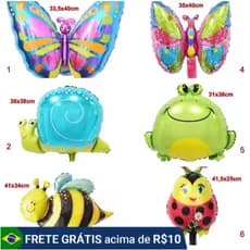12 Balão Insetos 30 cm Metalizados Jardim Encantado Garden Decoração