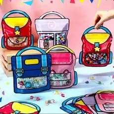 KIT 5 a 20 Saco Selador Lembrancinha de Festa Formato Lancheira 18x20 cm para Doces e Guloseimas