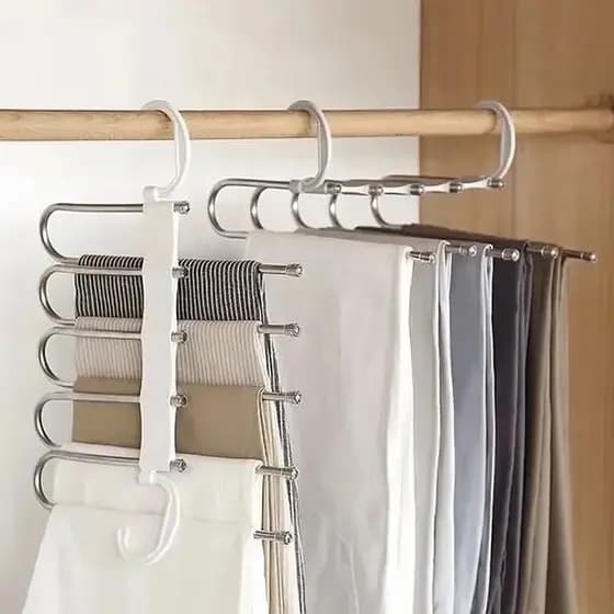 Cabide Organizador para Calças 5 em 1 Aço Inox Multifuncional Vertical Economiza Espaço Closet