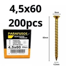 Parafuso madeira phillips cabeça chata 4,5x60 4,5 x 60 caixa 200pcs
