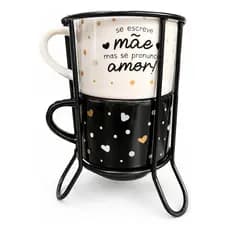 Jogo De Xícaras Mãe Amor Com Suporte Presente Especial