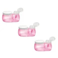 3 Kit Porta Algodão e Dosador De Acetona Manicure Rosa - Santa Clara