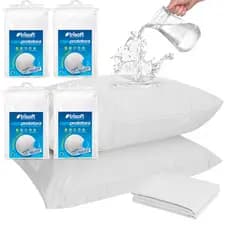 Kit 4 Capa Impermeável de Travesseiro Com Ziper 100% Algodão Fronha Protetora Anti Acaro - 200 Fios