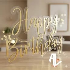 placa de acrílico happy birthaday - 50x30cm