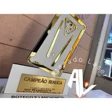Kit Troféu Personalizado Sinuca - Bolinho  MDF com Acrilico espelhado