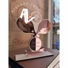 Kit Troféu Personalizado Beach Tennis - MDF com Acrilico espelhado