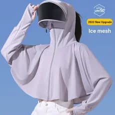 Jaqueta protetora solar feminina jaqueta protetor solar de seda gelo jaqueta anti-UV protetor solar roupas femininas ver