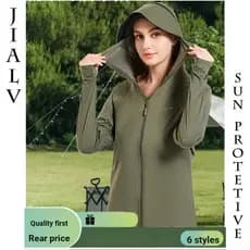 Jaqueta protetora solar feminina jaqueta protetor solar de seda gelo jaqueta anti-UV ciclismo protetor solar roupas femi