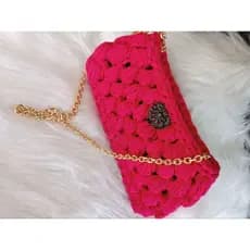Bolsa de Crochê em fio de malha/Maxxi Carteira  de fio de malha/bolsa tendência/ bolsa compacta de crochê/ bolsa exclusiva de crochê/ bolsa rosa Neon/bolsa balada/bolsa pequena/ bolsa moderna