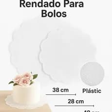 Kit 100 Tapete Poli Renda Bolo Confeitaria Redondo 28cm 38cm 48cm Festa