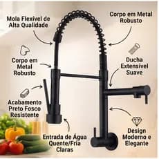 Torneira Cozinha Gourmet Bancada Torneiras Metal Para Pia De Cozinha Com Spray Extensor Quente E Frio