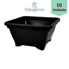 10 Vasos Potes Plásticos quadrado Bonsai Cactos E Suculentas 500ML Preto