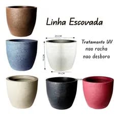 vaso decorativo para plantas 20x23 em polietileno escovado cone redondo
