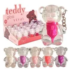 Box Gloss Fofura Ursinho Teddy Chaveirinho Maquiagem Infantil Cor 1 ao 6 24 Unidades - Vivai