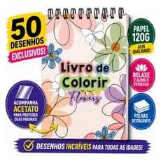 Livro de Colorir Flores Anti Estress Adulto Tamanho A5