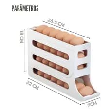 Organizador De Ovos Geladeira Suporte Dispenser Rolante Automático 4 Andares Vertical Prático