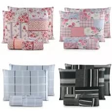 Kit 4 Jogos de Lençol Casal Estampado 3 Peças com Elástico Cores Variadas