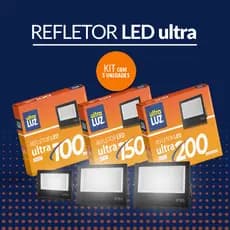 Kit 5 Refletores LED 100W 150W 200W Holofote IP65 Branco Frio 6500K Bivolt Ultraluz