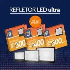 Kit 5 Refletores LED 300W 400W 500W Branco Frio 6500K Bivolt IP65 Ultraluz