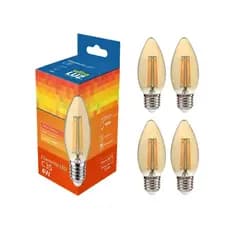 Kit 5 Lâmpadas LED Filamento C35 Vela Âmbar Vintage Retrô E27 Bivolt
