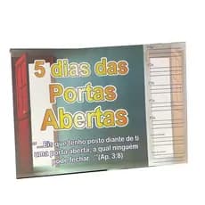 Cartela 5 dias das Portas Abertas vitória campanha igreja
