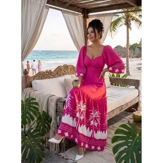 Vestido Festa Pink Tropical Tulum