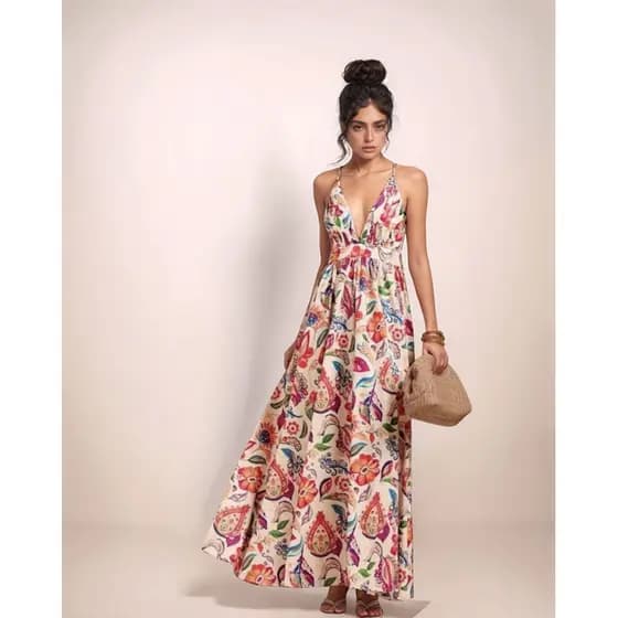 Vestido Estampado Floral Verão Boho