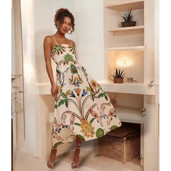 Vestido Índia Tropical Cores da Terra 🇮🇳
