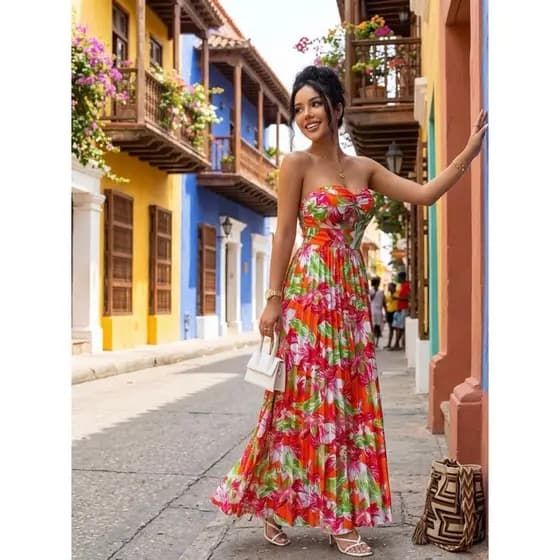 Vestido Romântico Floral Colômbia 🇨🇴