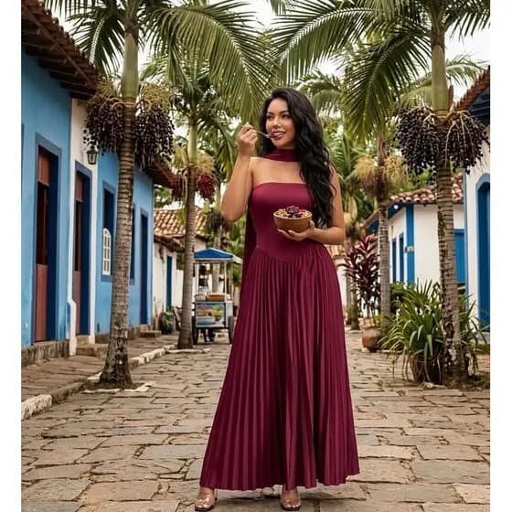Vestido Festa Elegante Açaí