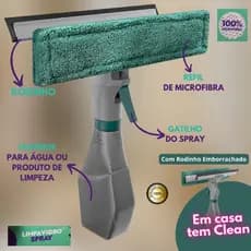 Rodo Limpa Vidro Spray Mop 3 Em 1 C/Reservatório Flash Limp 100% Microfibra Com Rodinho.