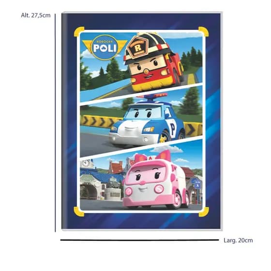 Caderno Brochura Robocar Poli - 80 folhas - 200mm x 275mm capa dura