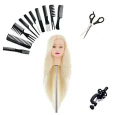 Kit Cabeça Sintética + Suporte + Tesoura + Kit C/ 10 pentes