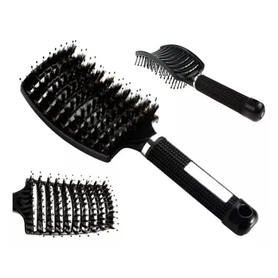 Escova Raquete Com Cerdas De Javali e Nylon Vazada Profissional
