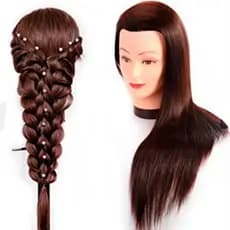 Cabeça De Treino P/ Penteado 100% Sintética Castanho + Suporte