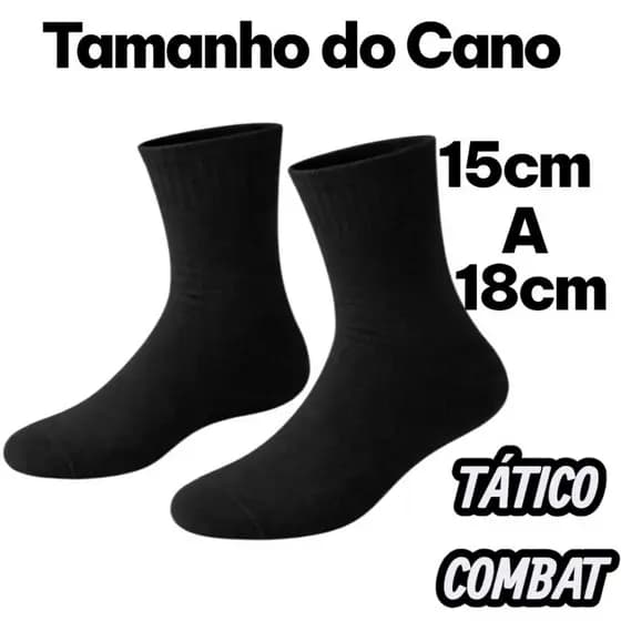 Kit 3 Pares De Meias Cano Alto Algodão Cor  Preta Meia Masculina Feminina Unissex
