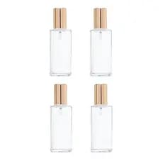 Kit 4 Frascos Perfume Cilíndrico Vidro Válvula Spray Luxo Dourada 60ml