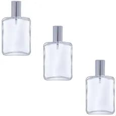 Kit 3 Frascos P/ Perfume Unissex De Vidro 100ml C/ Válvula Spray Luxo Prata