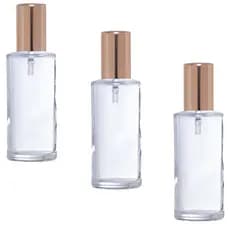 Kit 3 Frascos Cilíndrico Perfume Vidro C/ Válvula Spray Luxo Dourada 60ml