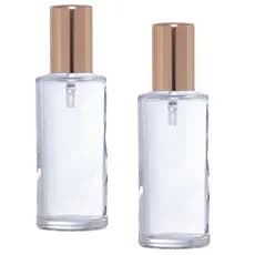 Kit 2 Frascos Perfume Luxo Cilíndrico De Vidro 60ml Válvula Spray Luxo Dourada